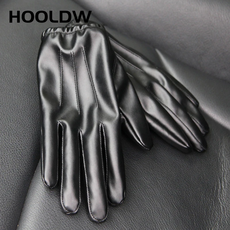 HOOLDW New Winter Gloves Men Women Black PU Leather Cashmere Warm Driving Gloves Mittens Touch Screen Waterproof Tactical Gloves - Image 5