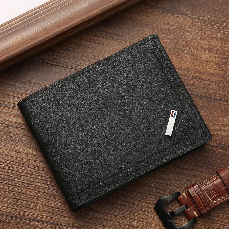 Men's Short Frosted Leather Wallet, Multi-Slot Coin Pocket Photo Holder Small Men's Wallet - Image 3