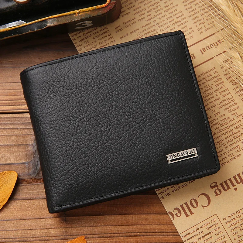 100% Genuine Leather Men Wallets Premium Product Real Cowhide Wallets for Man Short Black Walet Portefeuille Homme - Image 2