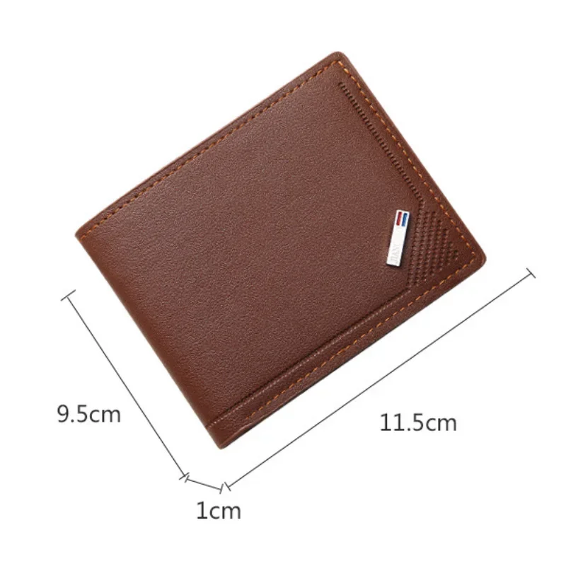 Men's Short Frosted Leather Wallet, Multi-Slot Coin Pocket Photo Holder Small Men's Wallet - Image 6