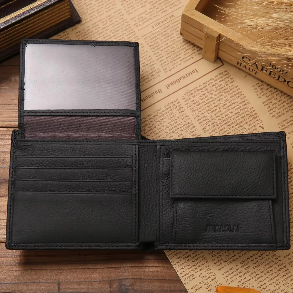 Genuine Leather Mens Wallet Premium Product Real Cowhide Wallets For Man Short Black Walet Portefeuille Homme Short Purses - Image 4