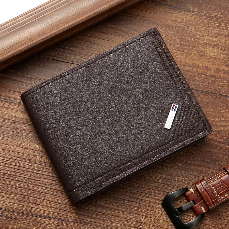 Men's Short Frosted Leather Wallet, Multi-Slot Coin Pocket Photo Holder Small Men's Wallet - Image 4